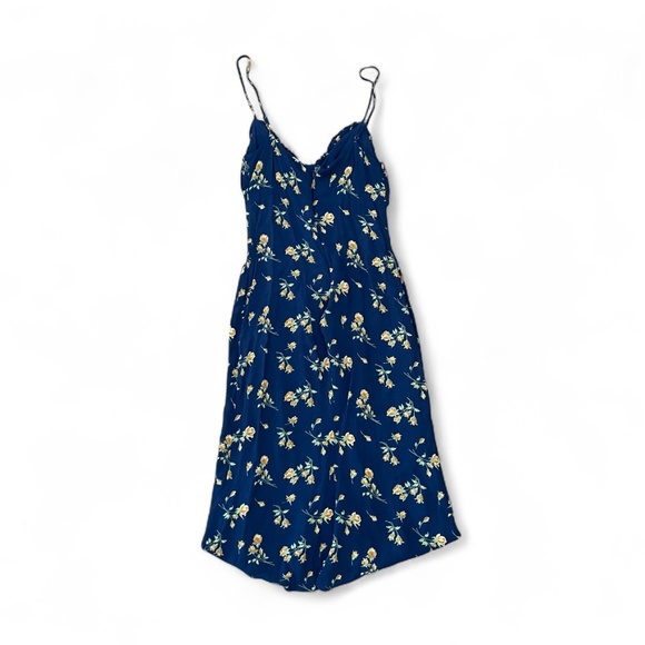 REFORMATION Navy Blue Fawn Floral MIDI Slip Dress Sz 2 EUC - Picture 8 of 9